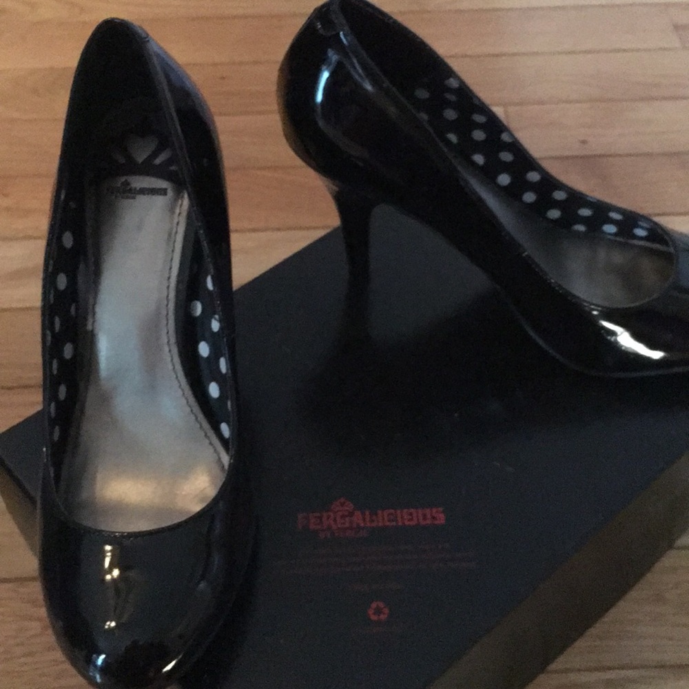 Fergalicious black patent pumps size 6